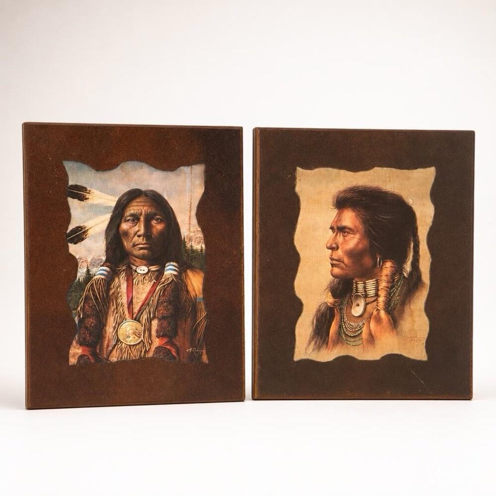 VTG Bill Hampton Native American Signed Paintings ArtPrint On Board unique gift